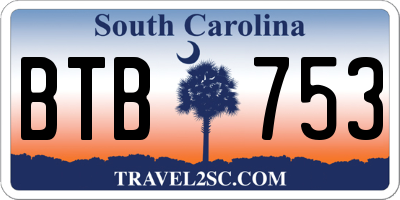 SC license plate BTB753