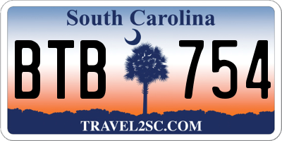 SC license plate BTB754