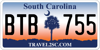 SC license plate BTB755