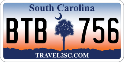 SC license plate BTB756