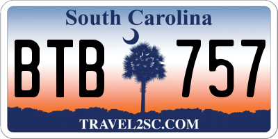 SC license plate BTB757