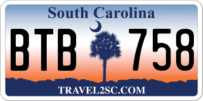 SC license plate BTB758