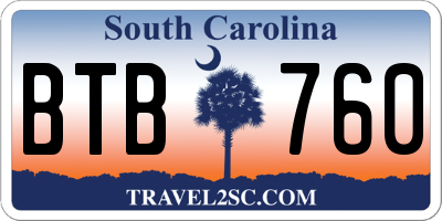 SC license plate BTB760