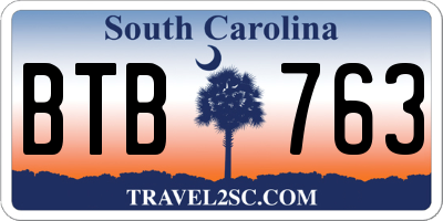 SC license plate BTB763