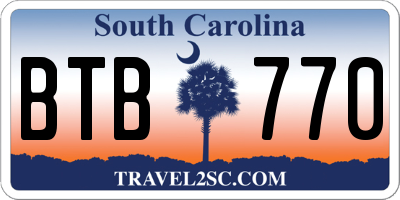 SC license plate BTB770