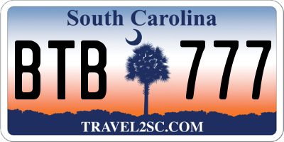 SC license plate BTB777