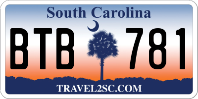 SC license plate BTB781