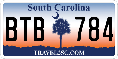 SC license plate BTB784