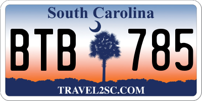 SC license plate BTB785