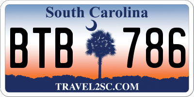 SC license plate BTB786
