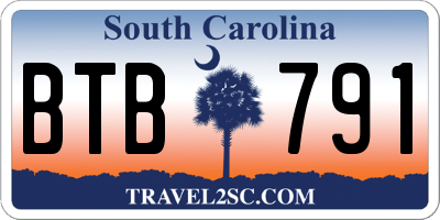 SC license plate BTB791