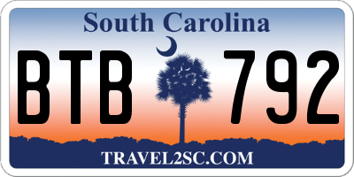 SC license plate BTB792