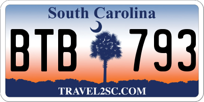 SC license plate BTB793