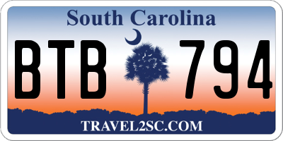 SC license plate BTB794