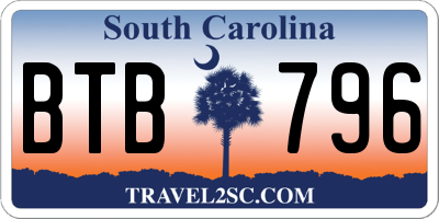 SC license plate BTB796