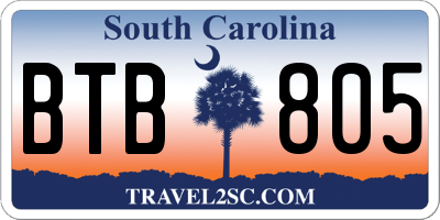 SC license plate BTB805