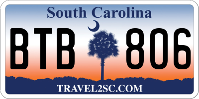 SC license plate BTB806