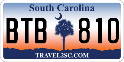 SC license plate BTB810