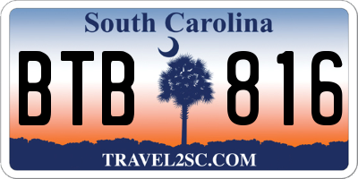 SC license plate BTB816