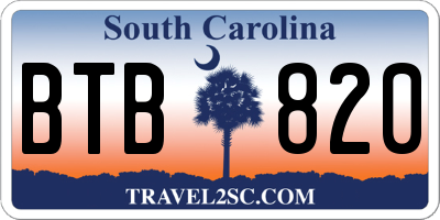 SC license plate BTB820