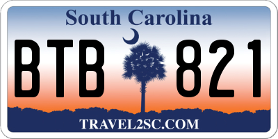 SC license plate BTB821