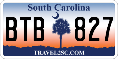 SC license plate BTB827