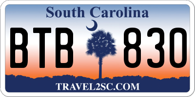 SC license plate BTB830
