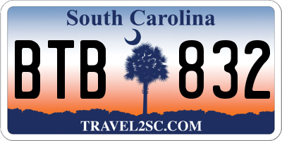 SC license plate BTB832