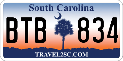 SC license plate BTB834