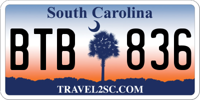 SC license plate BTB836