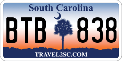 SC license plate BTB838