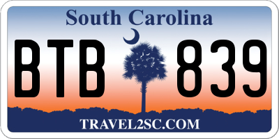 SC license plate BTB839
