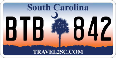 SC license plate BTB842