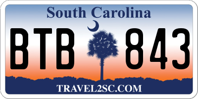 SC license plate BTB843