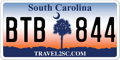 SC license plate BTB844