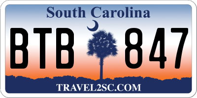 SC license plate BTB847
