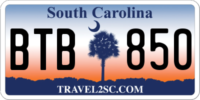 SC license plate BTB850