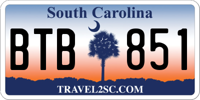 SC license plate BTB851