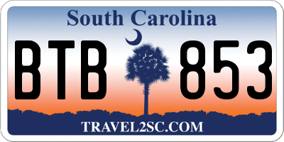 SC license plate BTB853
