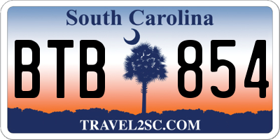 SC license plate BTB854