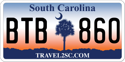 SC license plate BTB860