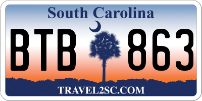SC license plate BTB863