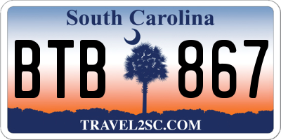 SC license plate BTB867