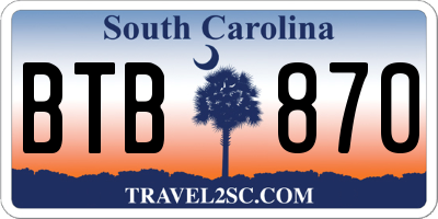 SC license plate BTB870