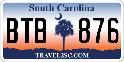 SC license plate BTB876