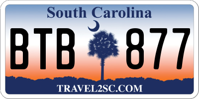 SC license plate BTB877