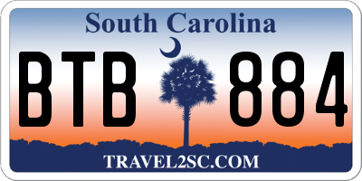 SC license plate BTB884