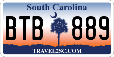 SC license plate BTB889