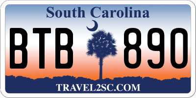 SC license plate BTB890