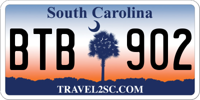 SC license plate BTB902